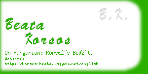 beata korsos business card